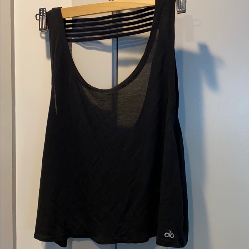 Alo scoop neck black tank, size small